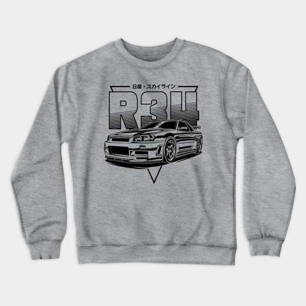 Skyline GTR R34 Crewneck Sweatshirt by idrdesign